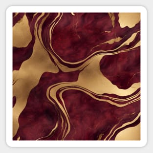 Preppy Boho Chic Minimalist Burgundy and Gold Marble Sticker